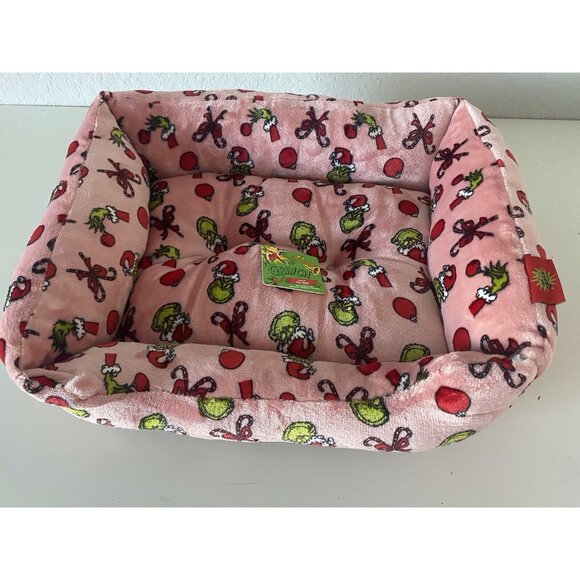 Dr. Seuss Grinch Small Dog Cat Pet Cozy Cuddler Bed Pink Christmas Ornaments NEW - Picture 2 of 15
